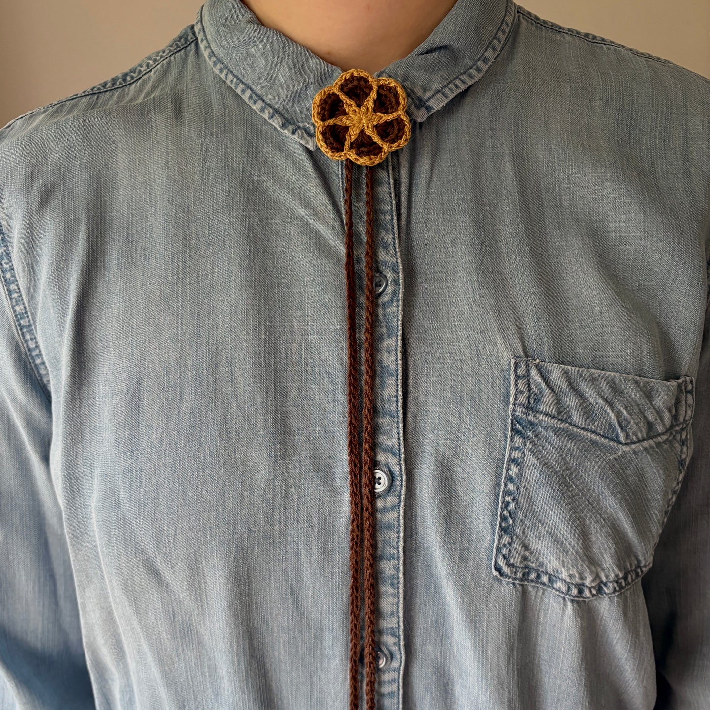 The Golden Hour Crochet Bolo Tie