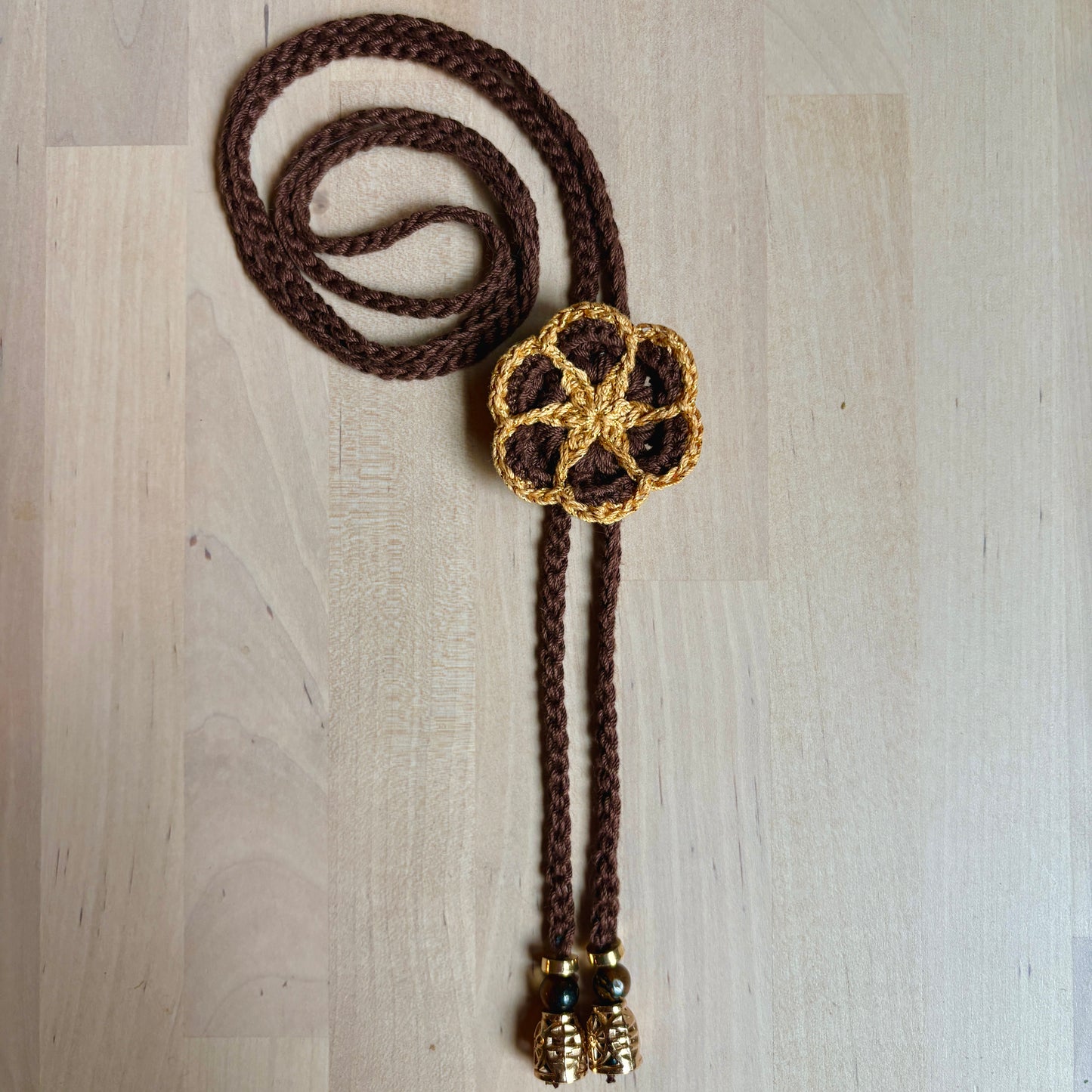 The Golden Hour Crochet Bolo Tie
