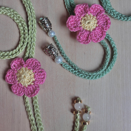 The Pink Petal Crochet Bolo Tie